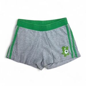 Vintage‎ Y2K Care Bears Shorts Grey/Green Cotton Large Kidcore "Lucky Charm"